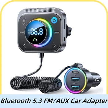Автомобильные FM-передатчики 5.3 FM AUX Bluetooth Автомобильный адаптер Аудио PD & QC 3.0 FM-передатчик Усиление басов 3 порта FM Bluetooth для автомобиля