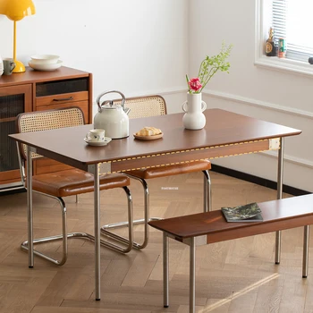 Обеденный стол из массива дерева Бытовая Кухонная мебель в Японском стиле Прямоугольные Обеденные столы Винтажные Прямоугольные Ресторанные столы