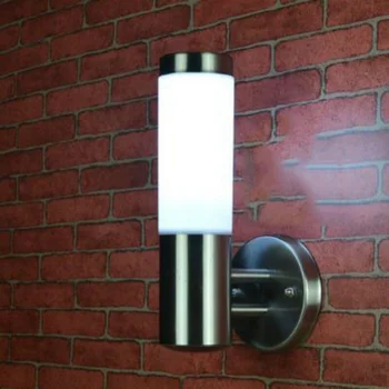 Светодиодный настенный светильник, Дверной садовый светильник со стальной отделкой молочного оттенка, Декоративное освещение, Настенный светильник E27, Современный уличный светильник
