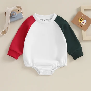 Детская одежда Ползунки с длинными рукавами для мальчиков и девочек Комбинезон для новорожденных Толстовки, комбинезоны, пуловеры контрастного цвета, боди