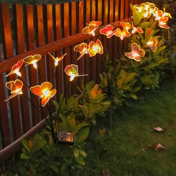 Солнечные Декоративные садовые фонари IP65, Водонепроницаемые ландшафтные фонари с бабочками, автоматическое включение / выключение теплого света для внутреннего дворика, садовой лужайки